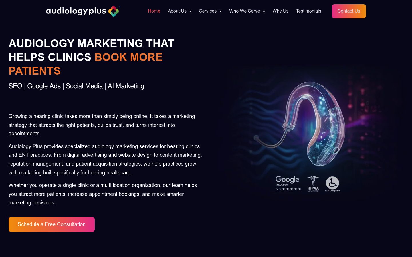 Audiology Plus website preview