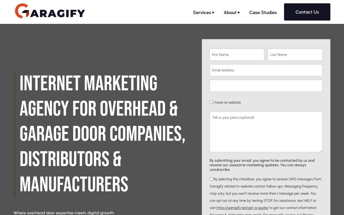 Garagify website preview