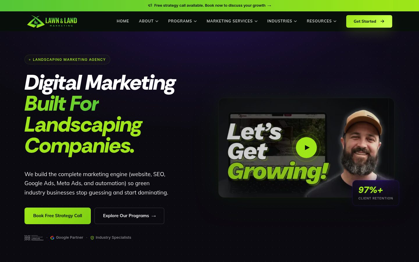 Lawn & Land Marketing website preview