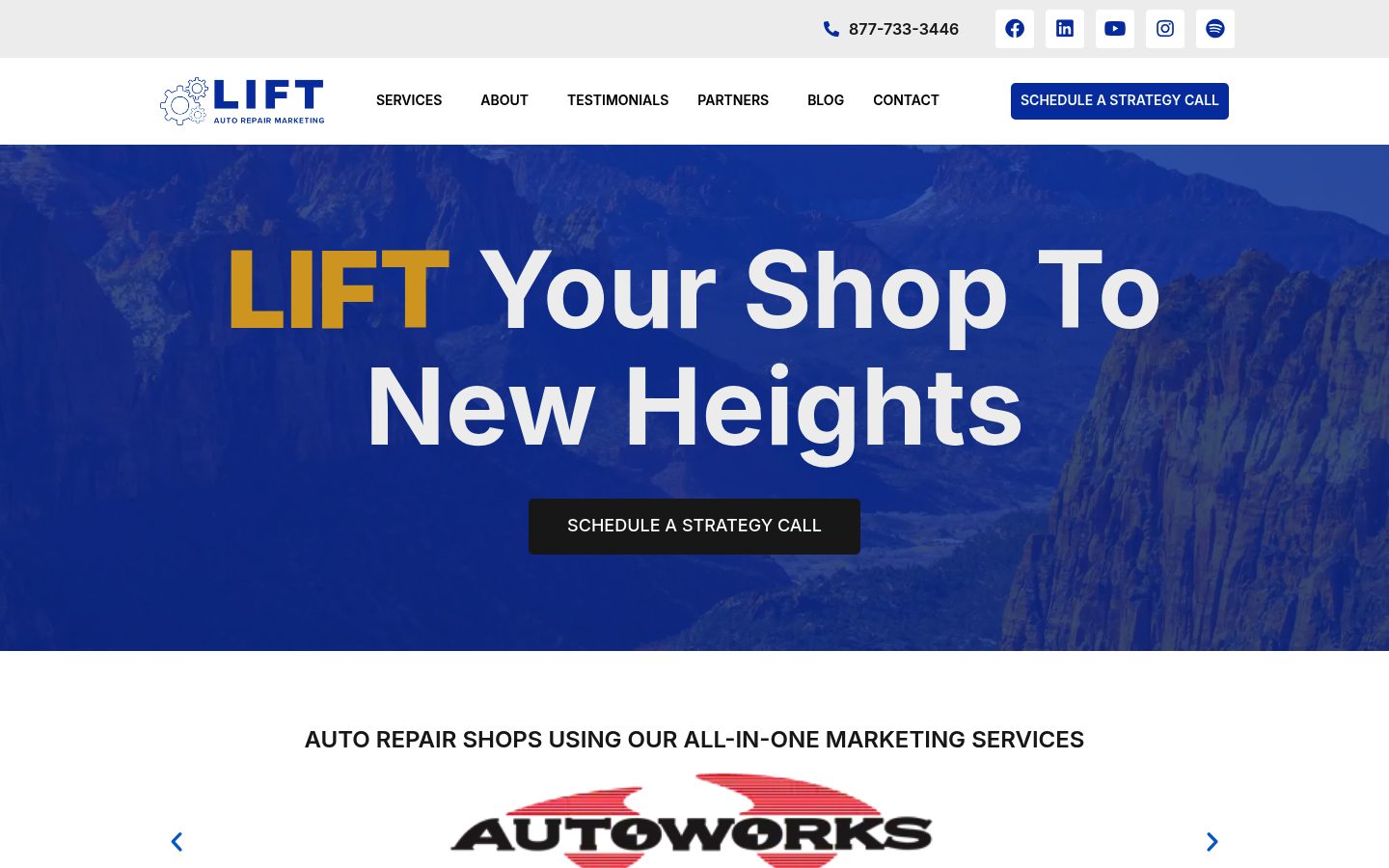Lift Auto Repair Marketing website preview