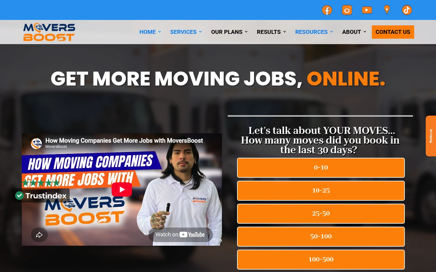 MoversBoost website preview
