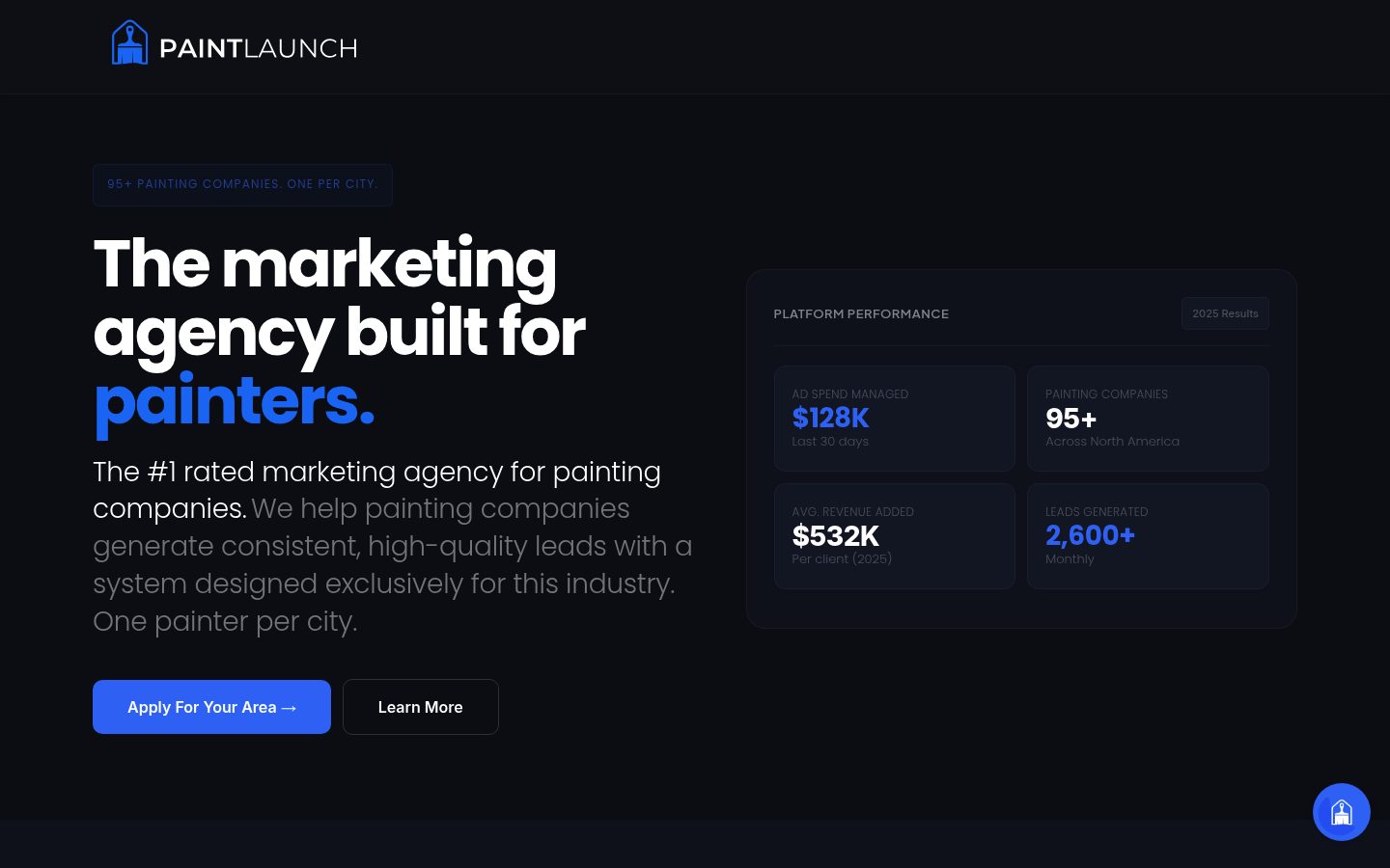 PaintLaunch website preview