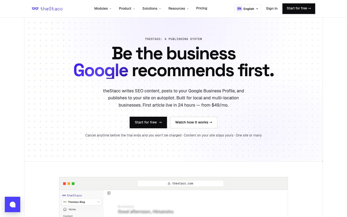 theStacc website preview